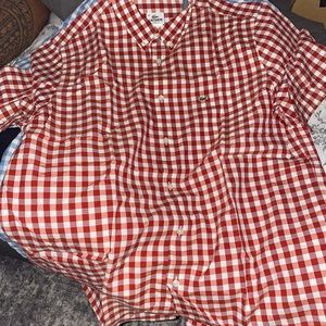 (2) NWOT men’s Lacoste buttonup shirts-blue & red